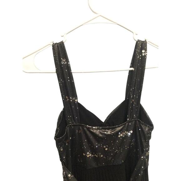Vintage Babydoll Dress Size Small Black Sequin Whimsigoth Y2K 90s Chiffon Prom - Picture 6 of 9